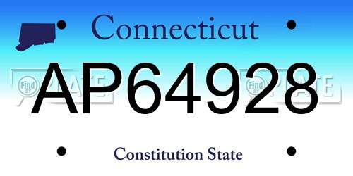 AP64928 Connecticut License Plate