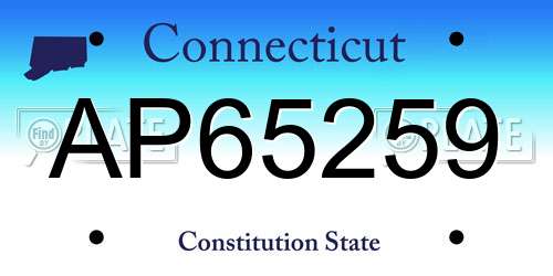 AP65259 Connecticut License Plate