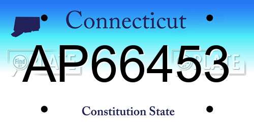 AP66453 Connecticut License Plate