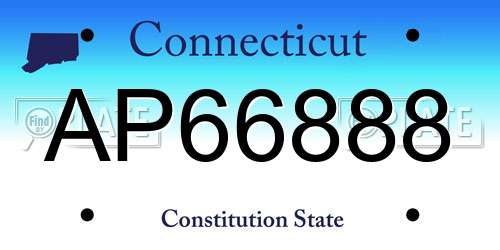 AP66888 Connecticut License Plate