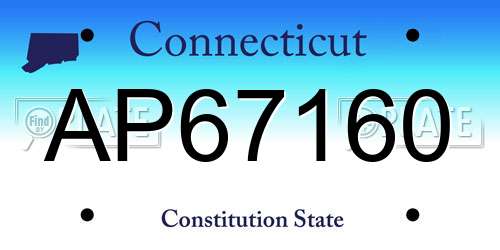AP67160 Connecticut License Plate