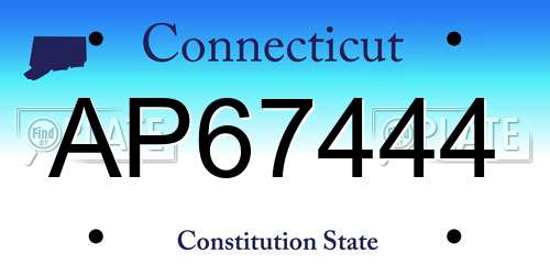 AP67444 Connecticut License Plate