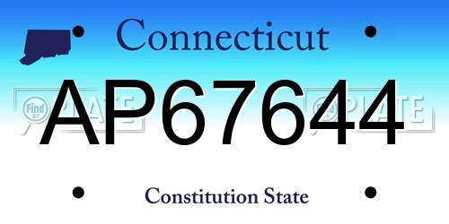 AP67644 Connecticut License Plate