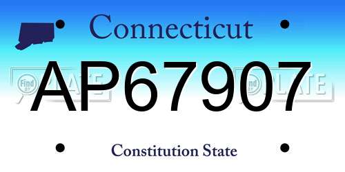 AP67907 Connecticut License Plate