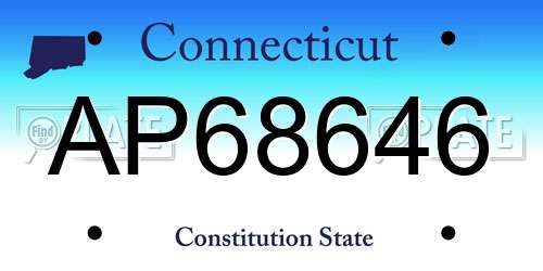 AP68646 Connecticut License Plate