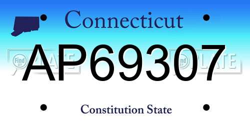 AP69307 Connecticut License Plate