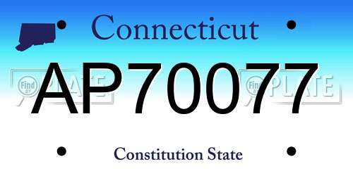 AP70077 Connecticut License Plate