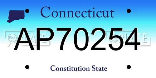 AP70254 Connecticut License Plate