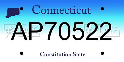 AP70522 Connecticut License Plate