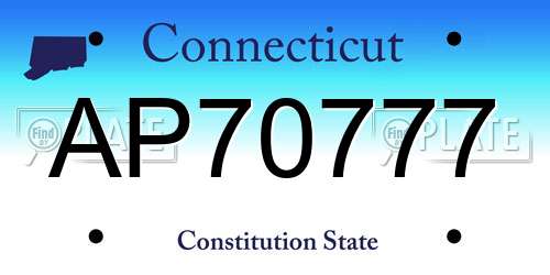 AP70777 Connecticut License Plate