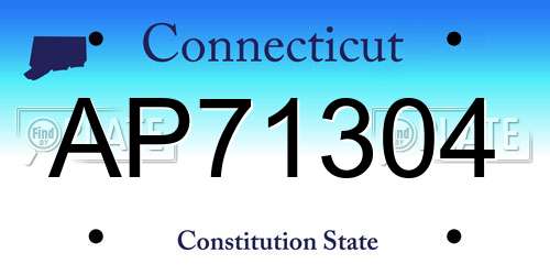 AP71304 Connecticut License Plate