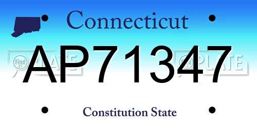AP71347 Connecticut License Plate