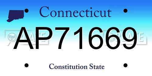 AP71669 Connecticut License Plate