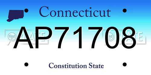 AP71708 Connecticut License Plate