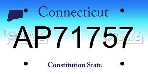 AP71757 Connecticut License Plate