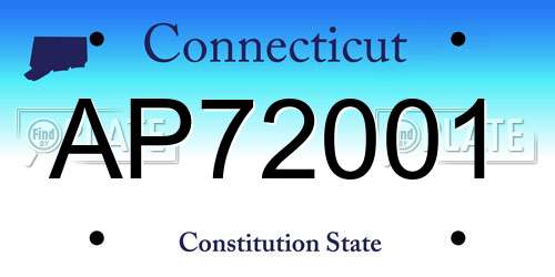 AP72001 Connecticut License Plate