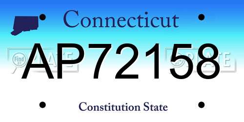 AP72158 Connecticut License Plate