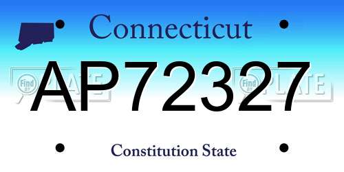 AP72327 Connecticut License Plate