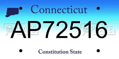 AP72516 Connecticut License Plate