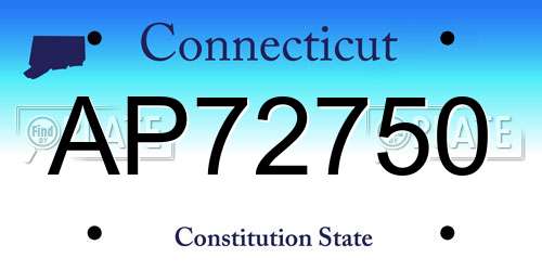 AP72750 Connecticut License Plate