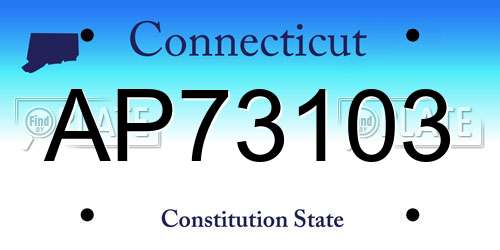 AP73103 Connecticut License Plate