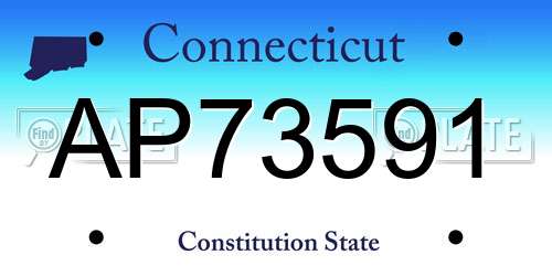 AP73591 Connecticut License Plate