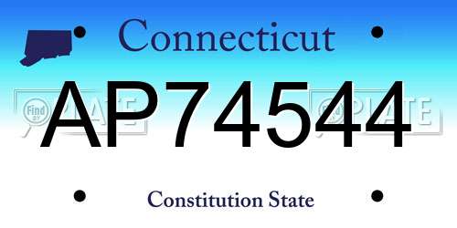 AP74544 Connecticut License Plate