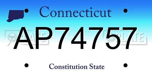 AP74757 Connecticut License Plate