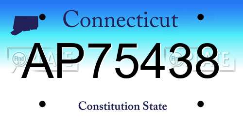 AP75438 Connecticut License Plate