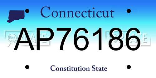 AP76186 Connecticut License Plate