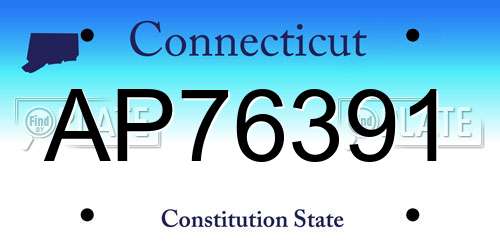 AP76391 Connecticut License Plate