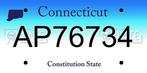 AP76734 Connecticut License Plate