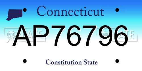 AP76796 Connecticut License Plate