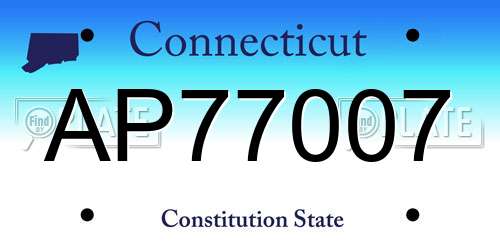 AP77007 Connecticut License Plate