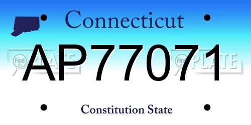 AP77071 Connecticut License Plate