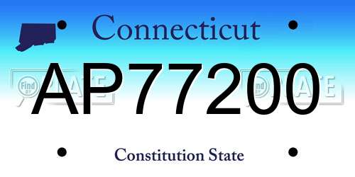 AP77200 Connecticut License Plate