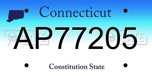 AP77205 Connecticut License Plate