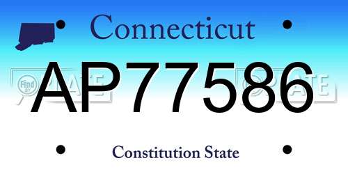 AP77586 Connecticut License Plate