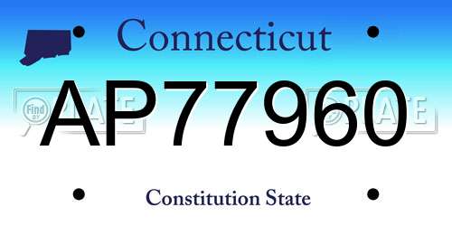 AP77960 Connecticut License Plate
