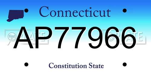 AP77966 Connecticut License Plate