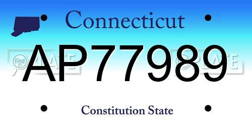 AP77989 Connecticut License Plate