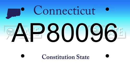 AP80096 Connecticut License Plate