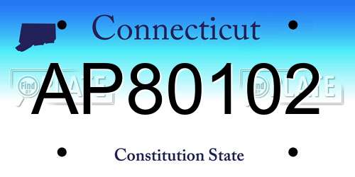 AP80102 Connecticut License Plate