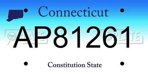 AP81261 Connecticut License Plate