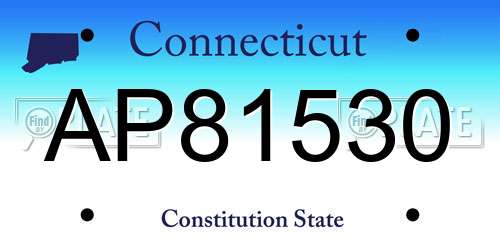 AP81530 Connecticut License Plate