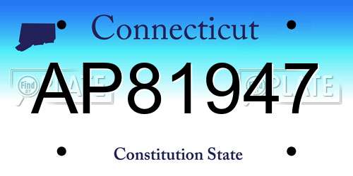 AP81947 Connecticut License Plate