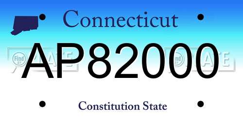 AP82000 Connecticut License Plate