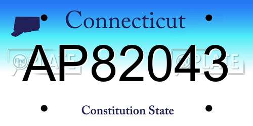 AP82043 Connecticut License Plate