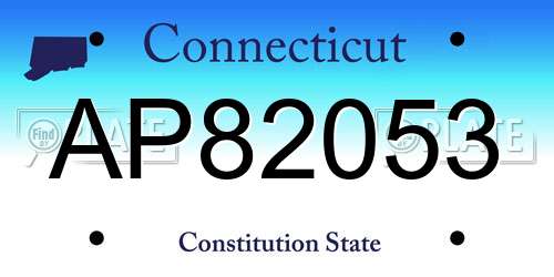 AP82053 Connecticut License Plate