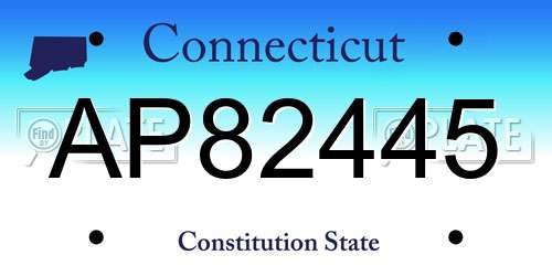 AP82445 Connecticut License Plate